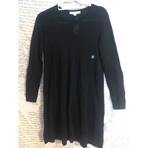 Ann Taylor Sz XXS Black Sheath‎ Knit Sweater Dress Wool Blend NWT.   G